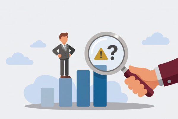 Illustration of a businessman building a bridge of content touch points, video, blog, email and social, across a gap toward a patient, representing the 7 11 4 marketing framework
